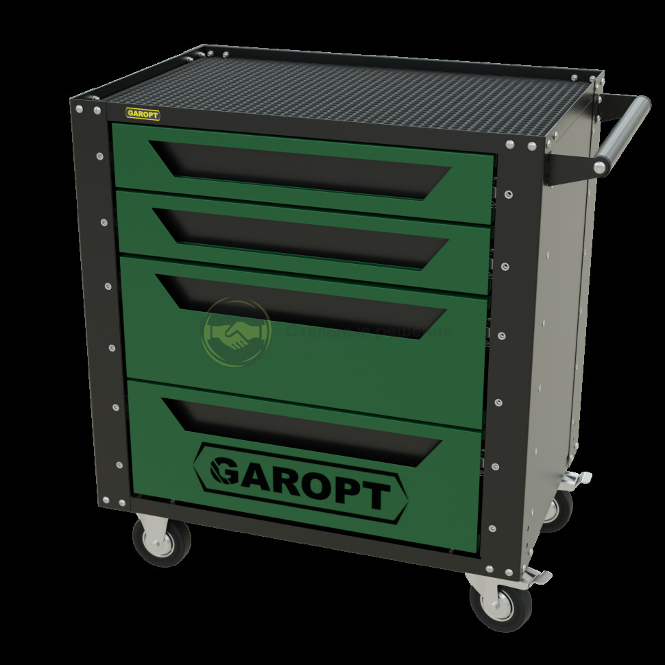 Тележка инструментальная Garopt серия Low-cost 4 ящика зеленая